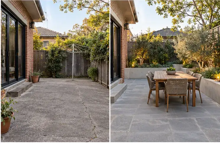 Malvern courtyard before landscaping