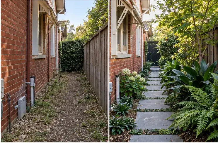 Malvern side pathway before landscaping